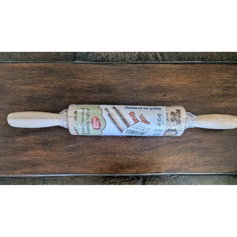 Engraved Cookie Rolling Pin Snowflake Pattern Handmade Wooden Rolling Pin  New